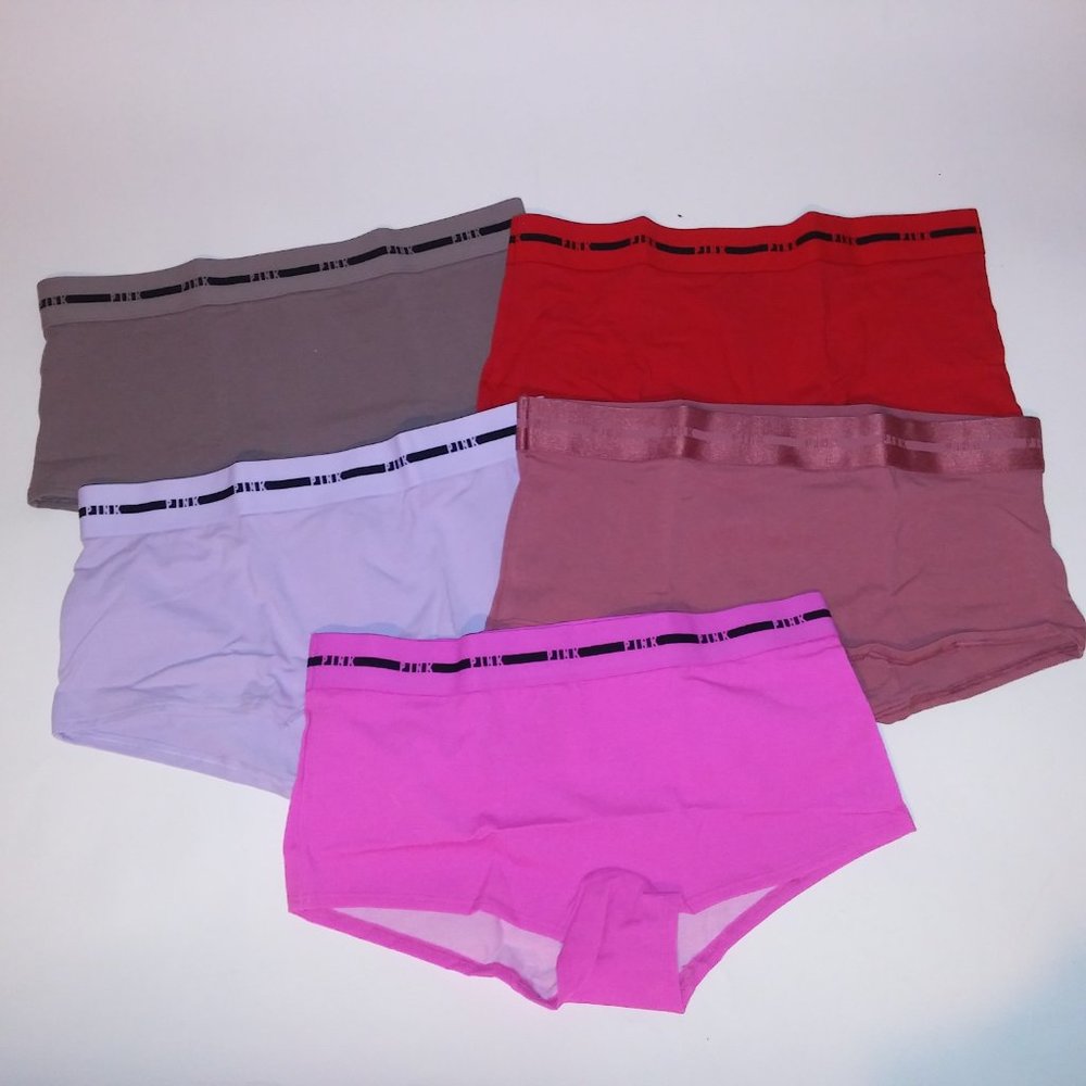 Set of 5 Victoria Secret PINK Panty Boyshort Pink Purple Red Gray Solid Banded L